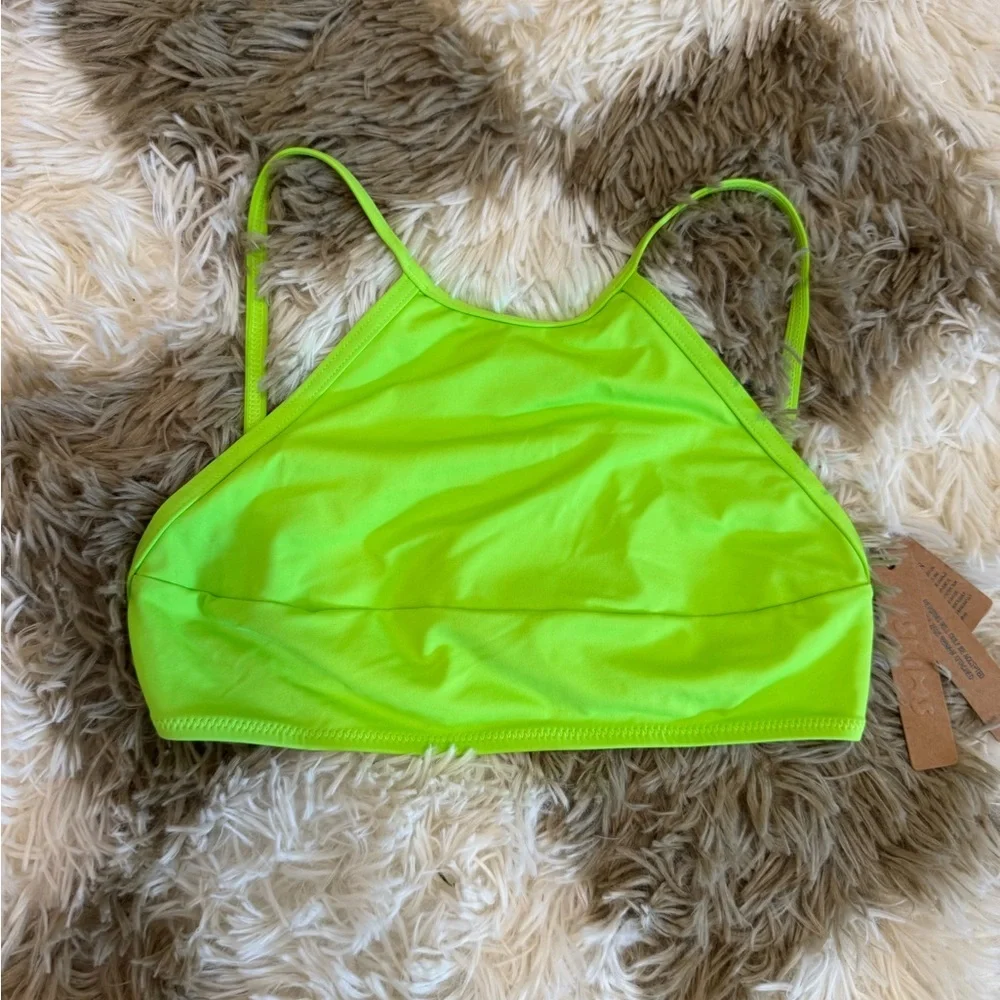 NEW SKIMS swim top size XXS neon green high neck